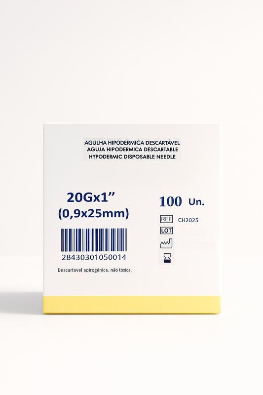 Agulha Hipodérmica 20Gx1" (0,9x25mm)