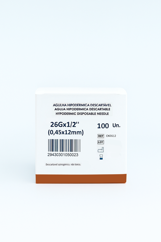 Agulha Hipodérmica 26Gx1/2" (0,45x12mm)
